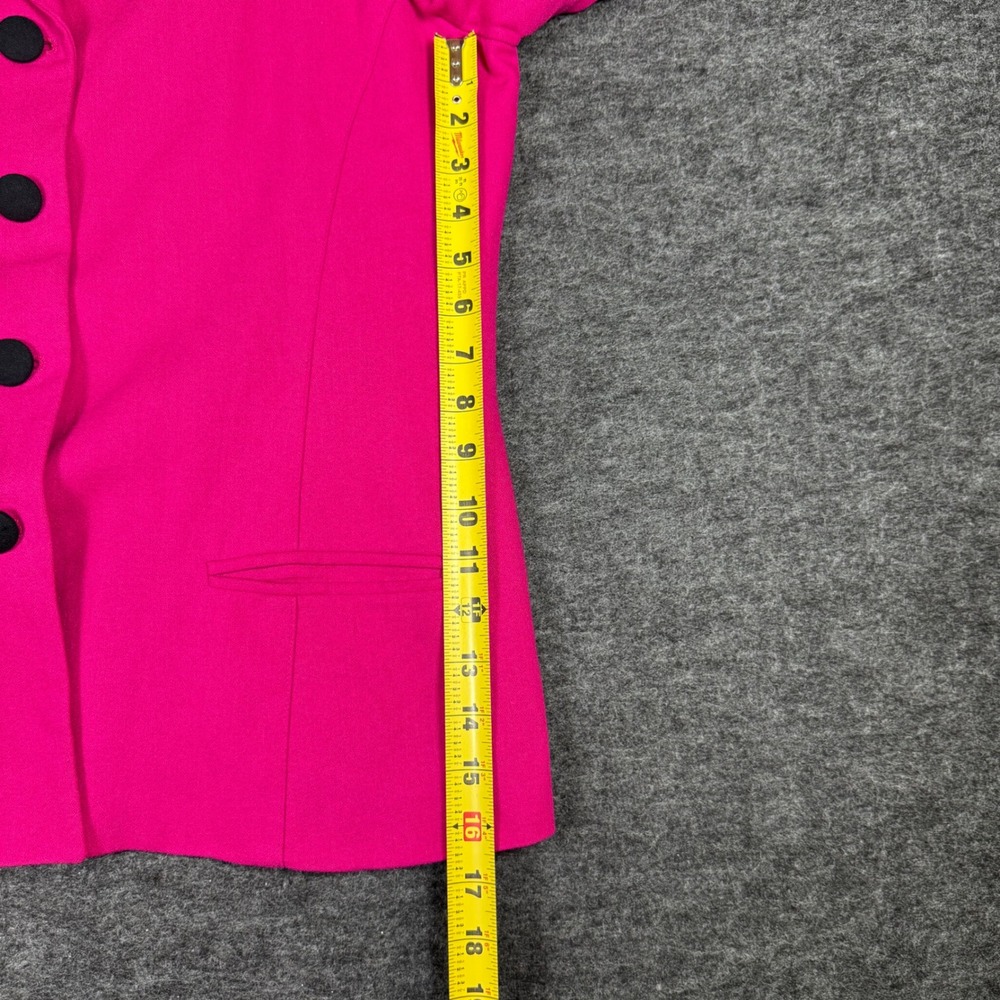 Vintage GIANNI SPORT Womens Blazer Jacket Hot Pink Black Collar Cuffs Size 14 - Picture 8 of 8